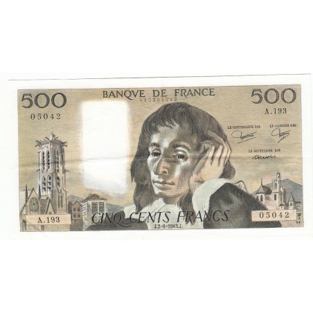 500 Francs PASCAL 02-06-1983 SUP+ Fayette 71.29