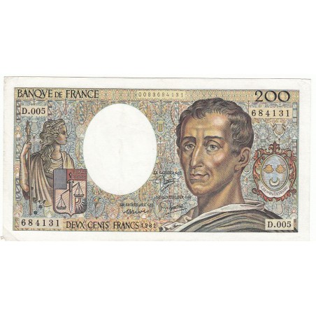 200 Francs MONTESQUIEU 1981 Fayette 70.1