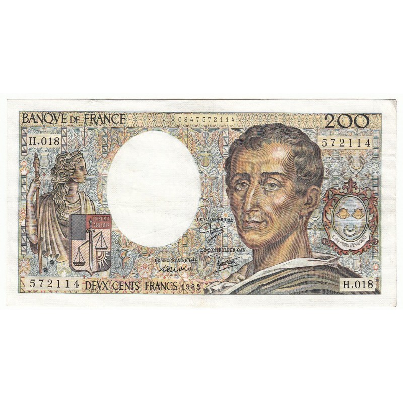 200 Francs MONTESQUIEU 1983 Fayette 70.3