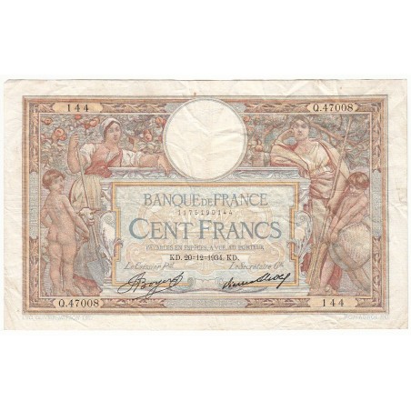 100 Francs LUC OLIVIER MERSON 20-12-1934 Fayette 24.13