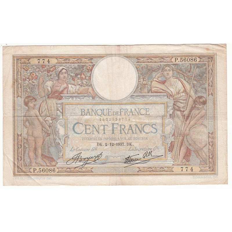 100 Francs LUC OLIVIER MERSON 02-12-1937 Fayette 25.4
