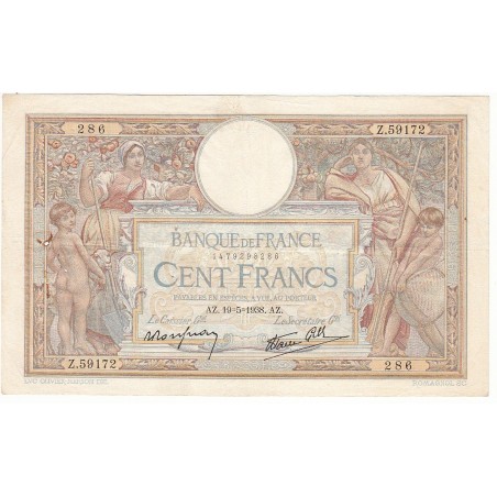 100 Francs LUC OLIVIER MERSON 19-05-1938 Fayette 25.19