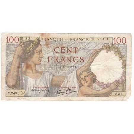 100 Francs SULLY 05-10-1939 TB Fayette 26.9