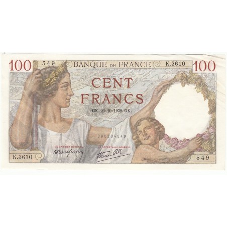 100 Francs SULLY 26-10-1939 SUP  Fayette 26.12
