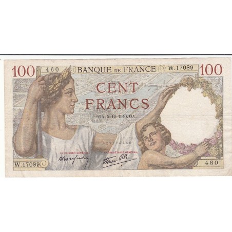 100 Francs SULLY 05-12-1940  TTB+  Fayette 26.42