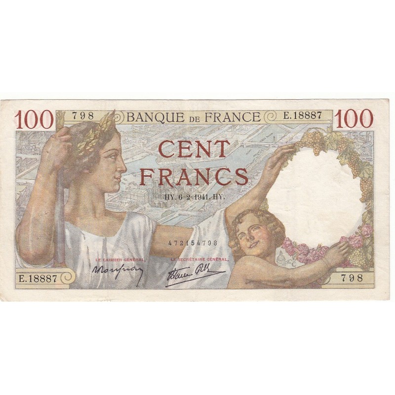 100 FRANCS SULLY 06-02-1941 Fayette 26.46