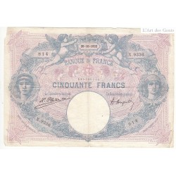 50 FRANCS BLEU ET ROSE 20-10-1922  TTB  Fayette 14.35