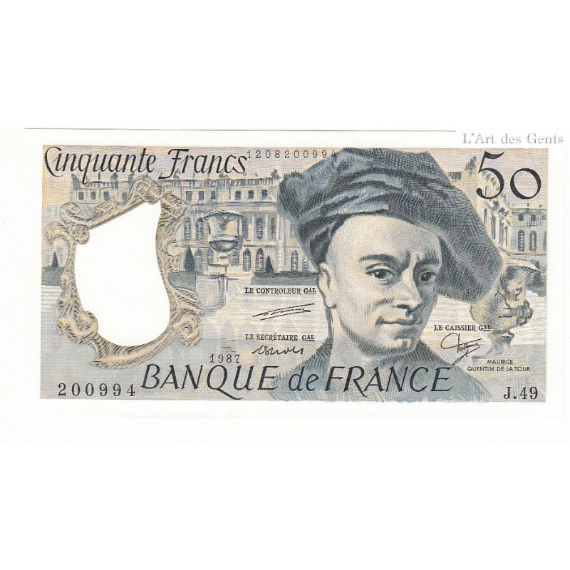 50 FRANCS QUENTIN DE LA TOUR 1987 NEUF Fayette 67.13