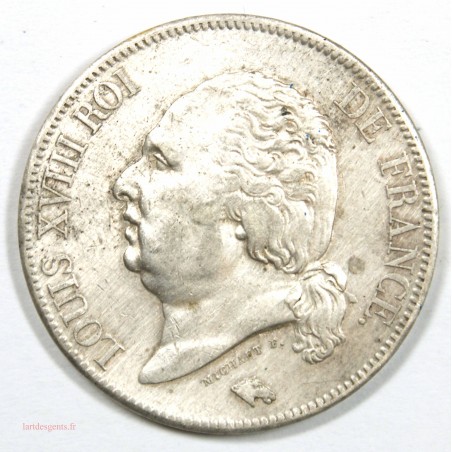 5 Francs 1823 Q PERPIGNAN– LOUIS XVIII Tête nue