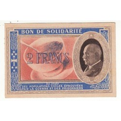 2 FRANCS BON DE SOLIDARITE PETAIN SANS LETTRE 1940 1944
