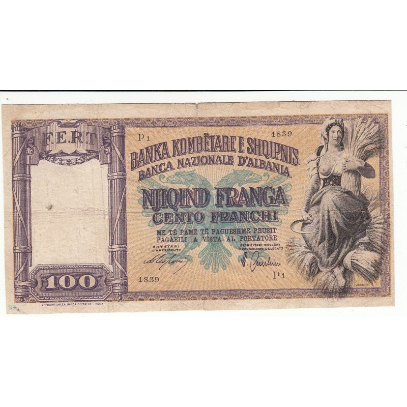 ALBANIE 100 FRANCHI NJIQIND FRANGA 1839