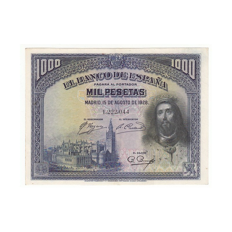 ESPAGNE 1000 PESETAS 1928 SPL