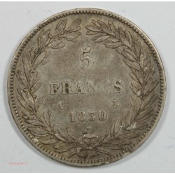 LOUIS PHILIPPE SANS I 5 FRANCS 1830 A PARIS TRANCHE EN CREUX F.313