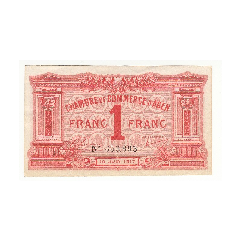 1 Franc Chambre de Commerce d'Agen 1917