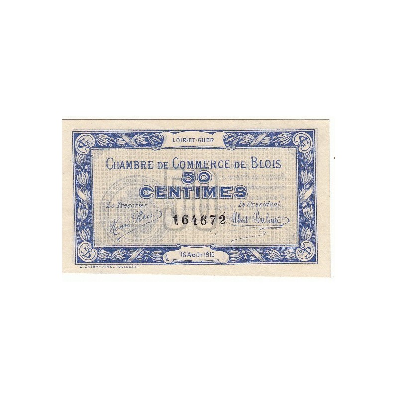 50 Centimes Chambre de Commerce Blois 1915  NEUF