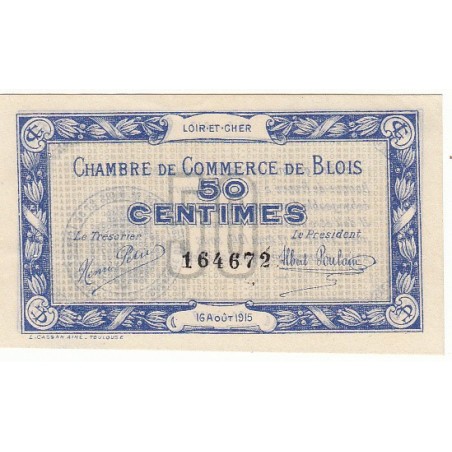 50 Centimes Chambre de Commerce Blois 1915  NEUF