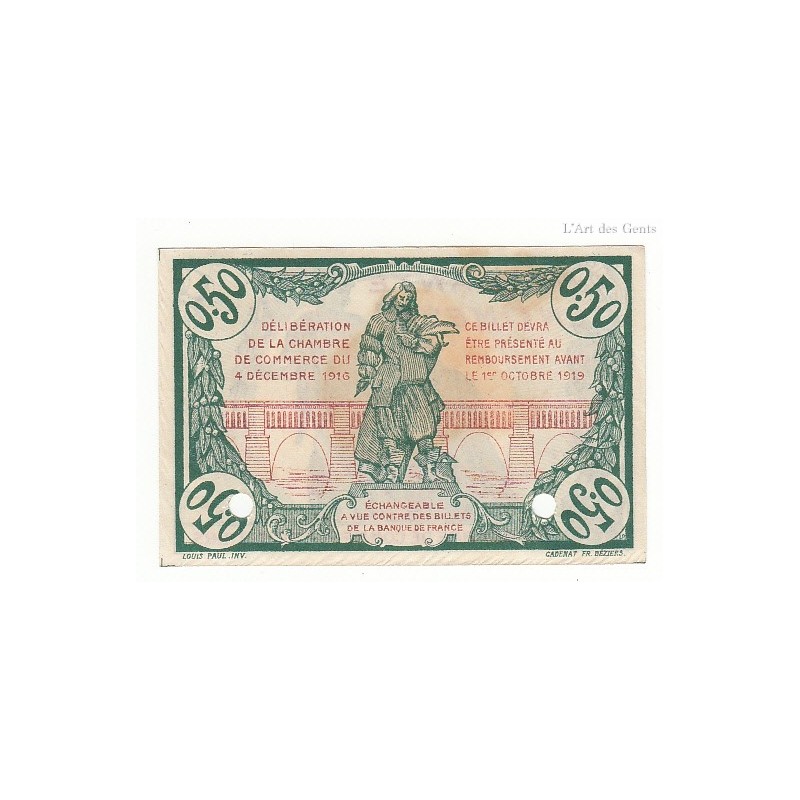 50 Centimes Chambre de Commerce Béziers 1916 SPECIMEN NEUF