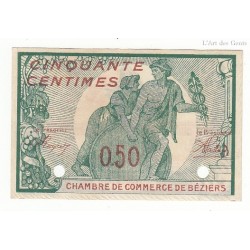 50 Centimes Chambre de Commerce Béziers 1916 SPECIMEN NEUF