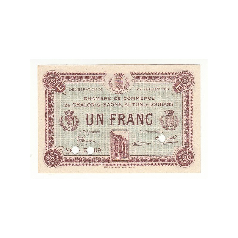 1 Franc Chambre de Commerce Chalon s/Saône SPECIMEN NEUF Pirot 23