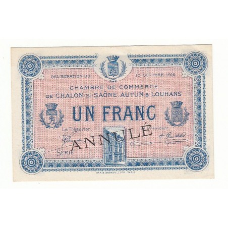 1 Franc Chambre de Commerce Chalon s/Saône ANNULE P/NEUF Pirot 11