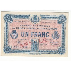 1 Franc Chambre de Commerce Chalon s/Saône ANNULE NEUF Pirot 15