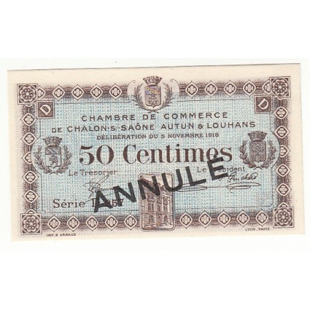 50 Centimes Chambre de Commerce Chalon s/Saône ANNULE NEUF Pirot 17