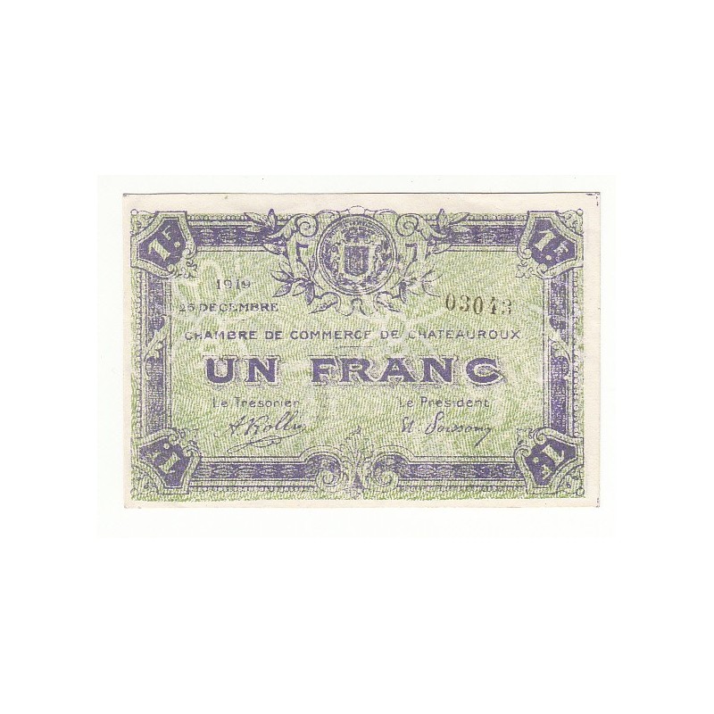 1 Franc Chambre de Commerce Chateauroux NEUF Pirot 21