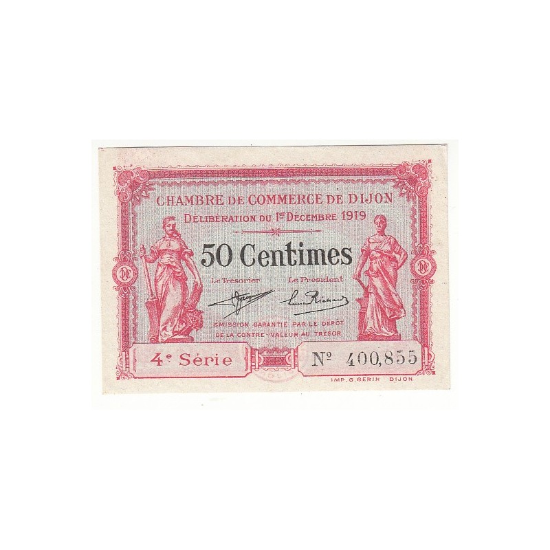 50 Centimes Chambre de Commerce de Dijon 1919 Neuf