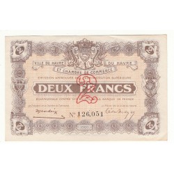 2 Francs Chambre de Commerce du HAVRE P/NEUF Pirot 30