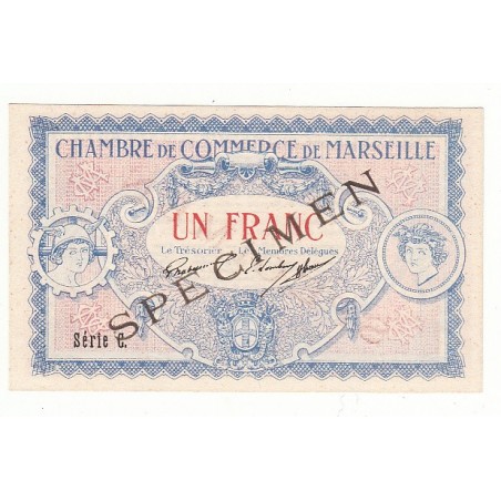 1 Franc Chambre de Commerce de MARSEILLE SPECIMEN NEUF  Pirot 65