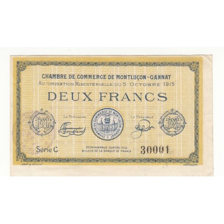 2 Francs Chambre de Commerce MONTLUCON-GANNAT Pirot 18