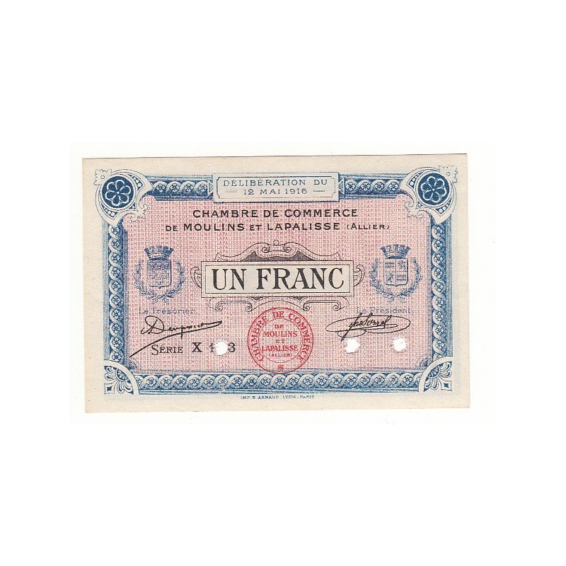 1 Franc Chambre de Commerce MOULINS et LAPALISSE SPECIMEN Pirot 6