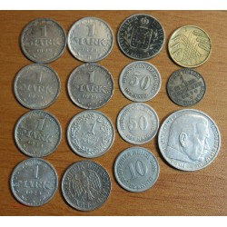Germany, Allemagne lot monnaie 1 mark, 50 pfennig etc...