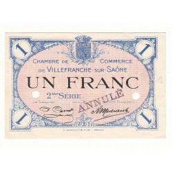 ANNULE 1 Franc Chambre de Commerce de VILLEFRANCE SUR SAONE ANNULE  NEUF   Pirot 10