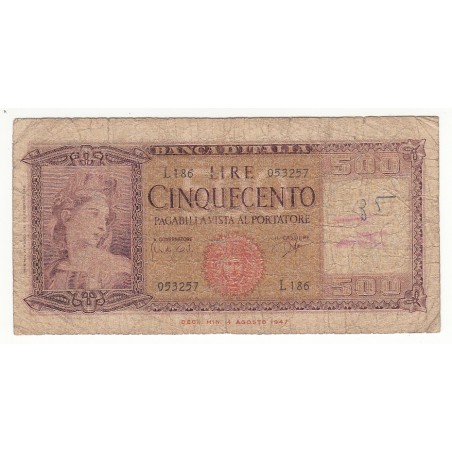 ITALIE 500 LIRE 1961