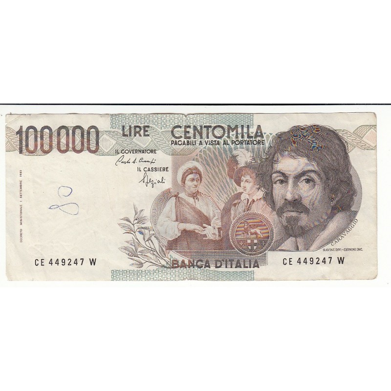 TALIE 100 000 LIRE CARAVAGGIO