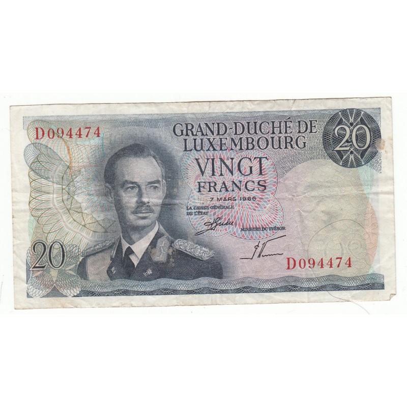 LUXEMBOURG 20 FRANCS 1966