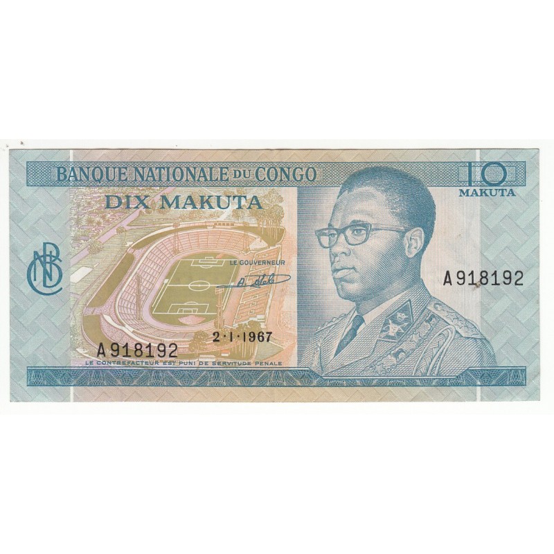 Congo 10 Makuta 1967 SPL