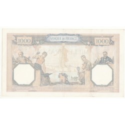 1000 FRANCS CERES  ET MERCURE 9 Décembre 1937 TTB+