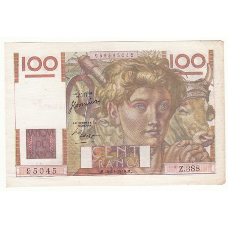 100 FRANCS JEUNE PAYSAN 16 Novembre 1950 TTB vendu