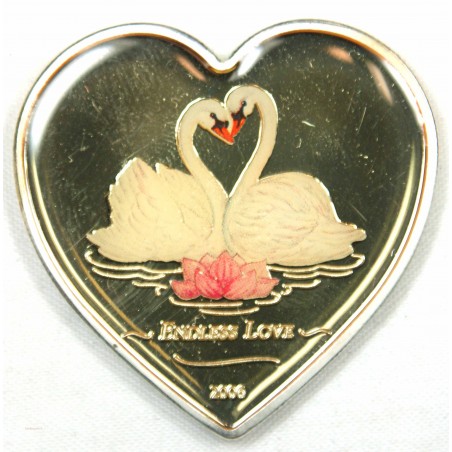 LIBERIA 10 $ 2006  Part of the collection "Silver Hearts" endless love II SAINT VALENTIN