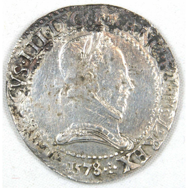 HENRI III - Franc col Plat 1578 D Lyon