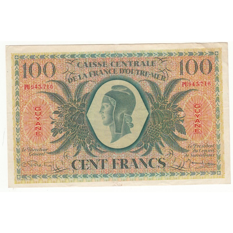 CAISSE CENTRALE DE LA FRANCE D'OUTRE MER- GUYANE- 100 FRANCS- ND 1943 (K218a) SUP