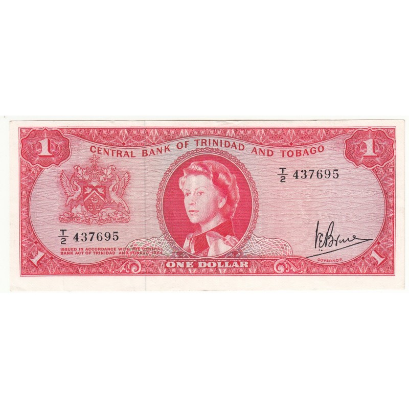 Trinidad & Tobago 1 Dollar 1964 AU+ P-26c  Queen Elizabeth II