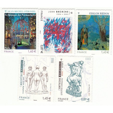 FRANCE - AUTOADHESIFS PRO, 2011, 5 TIMBRES SERIE ARTISTIQUE  NEUFS