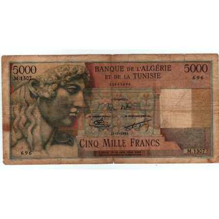 5000 Francs 27-7-1953 Banque de l' algérie et de laTunisie