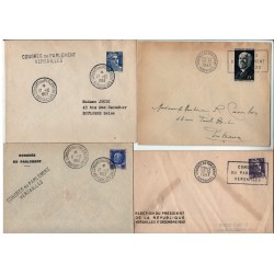 lot enveloppes  Congrès de Versailles Élection R. Coty du 17 12 1953