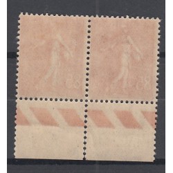 Bloc de 2 timbres n°204 année 1924 type semeuse neuf**   Cote 54  Euros