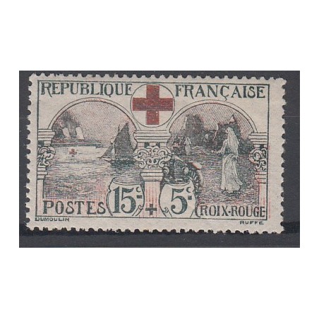 Timbre n°156 15 c. + 5 c. Croix Rouge 1918 neuf** Signé Cote 300 Euros