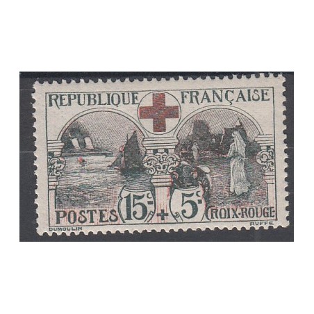 Timbre n°156 15 c. + 5 c. Croix Rouge 1918 Neuf** Signé Cote 300 Euros